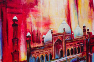 Badshahi Mosque Painting Modern Abstract Style Original Hand-painted | Textured Handmade Painting on Canvas