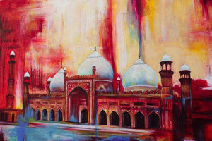 Badshahi Mosque Painting Modern Abstract Style Original Hand-painted | Textured Handmade Painting on Canvas