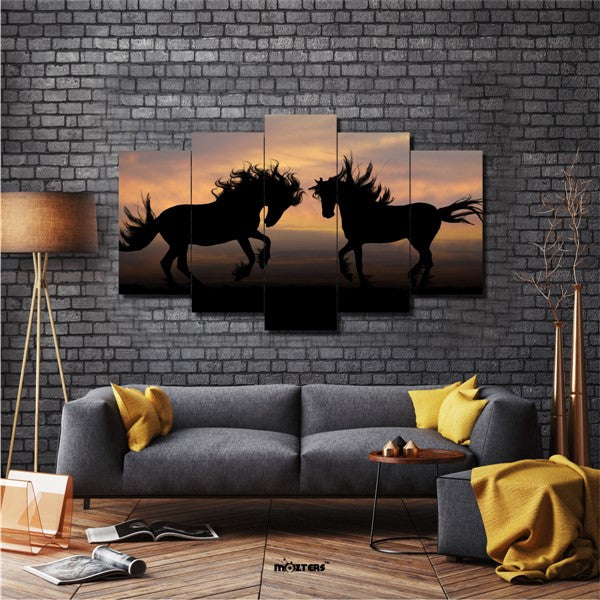 5-Panel Abstract Canvas Wall Art – Modern Multi-Color Digital Print – Ready-to-Hang Home & Office Decor Set