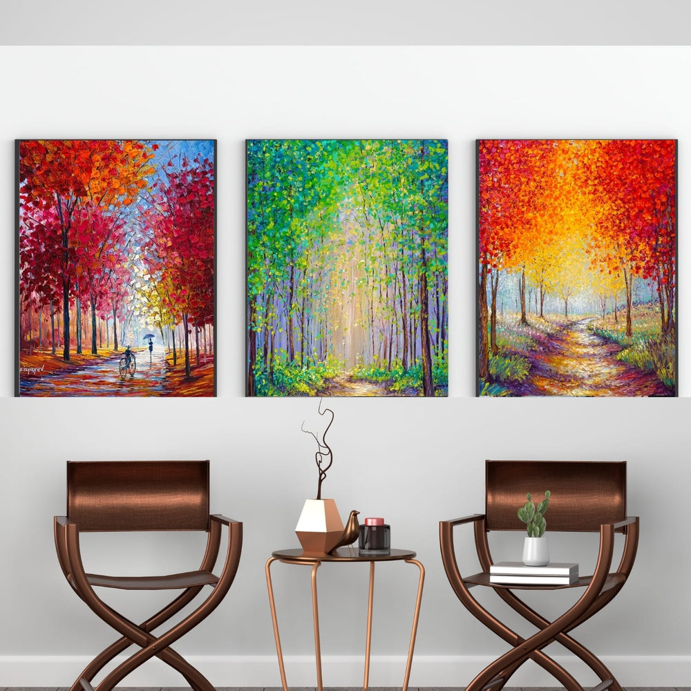 3-Panel Abstract Canvas Wall Art Set – Modern Digital Print – Ready-to-Hang Multi-Piece Wall Decor