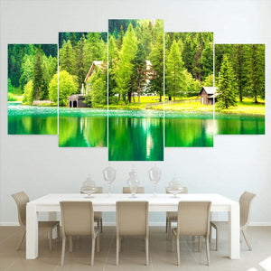 5-Panel Abstract Canvas Wall Art – Modern Multi-Color Digital Print – Ready-to-Hang Home Decor Set