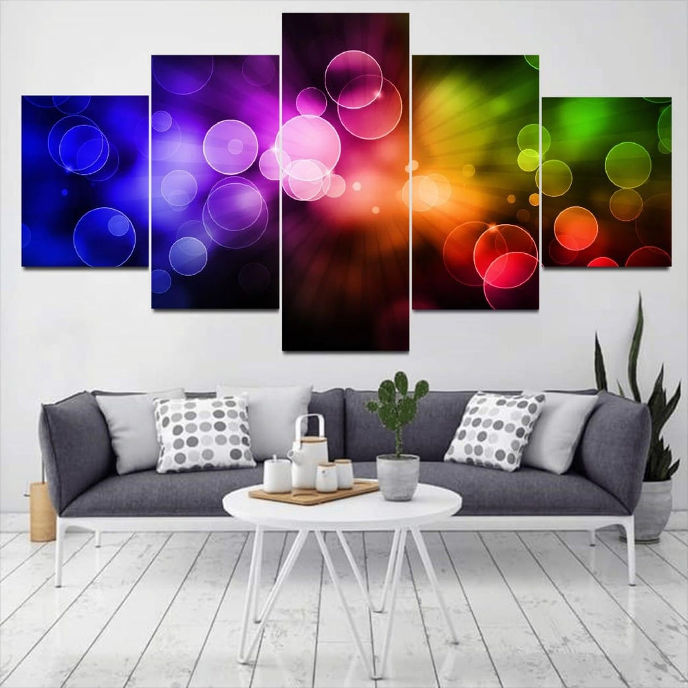 5-Panel Abstract Geometric Canvas Wall Art – Modern Multi-Color Digital Print – Ready-to-Hang Home & Office Decor Set