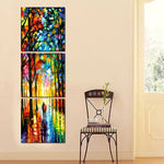 3-Panel Modern Abstract Canvas Wall Art Set – Geometric Blue & Gold Digital Print – Ready-to-Hang Trio