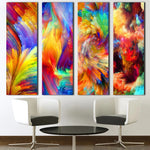 4-Panel Navy Blue & Gold Abstract Canvas Wall Art Set - Modern Geometric Digital Print - Ready to Hang Home Decor