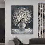 Epicler art Hand-painted abstract white flower art oil painting | canvas wall art painting office home wall decorative art