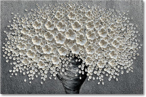 Epicler Hand-Painted Oil Painting, White Bouquet Oil Painting, Canvas Wall Decoration Painting-Painting-BEESARI