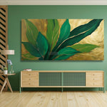 Green Leaf with Gold || Green Abstract Art | Handmade Painting | Home Decor | Wall Decor