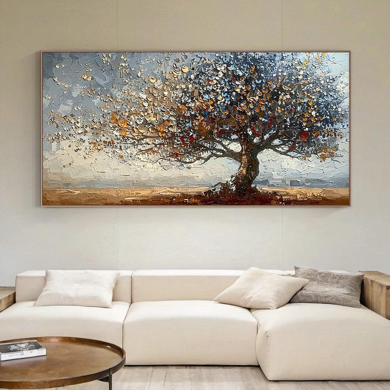Original oil painting on Canvas, Tree of Life Wall Art, Nature inspired oil painting, Large textured painting, Hand-painted Canvas Art