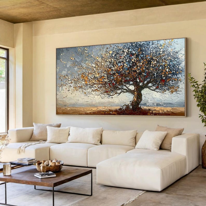 Original oil painting on Canvas, Tree of Life Wall Art, Nature inspired oil painting, Large textured painting, Hand-painted Canvas Art