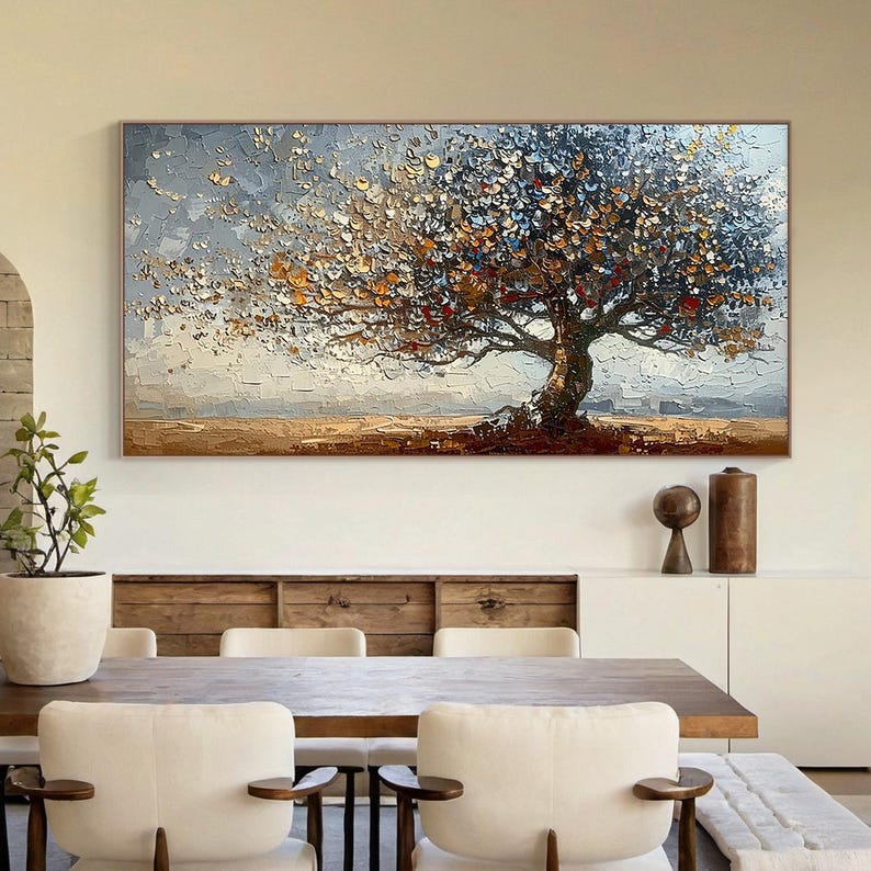 Original oil painting on Canvas, Tree of Life Wall Art, Nature inspired oil painting, Large textured painting, Hand-painted Canvas Art