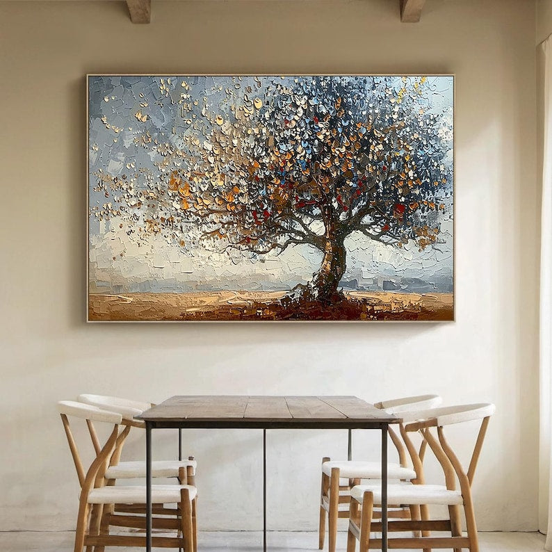 Original oil painting on Canvas, Tree of Life Wall Art, Nature inspired oil painting, Large textured painting, Hand-painted Canvas Art