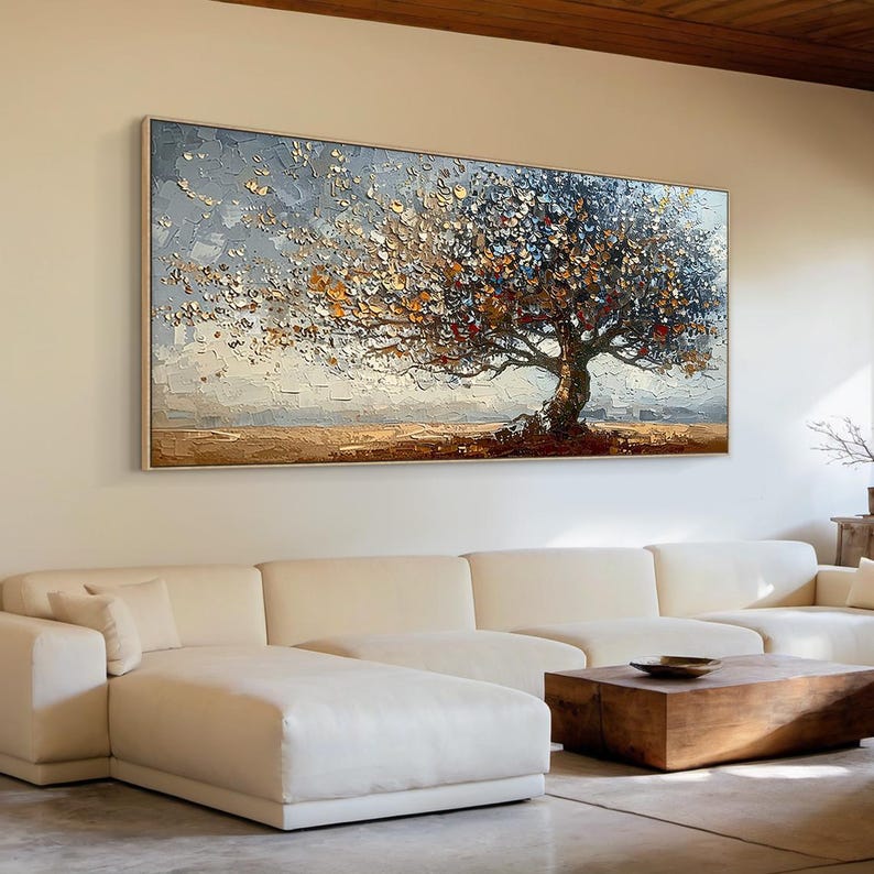 Original oil painting on Canvas, Tree of Life Wall Art, Nature inspired oil painting, Large textured painting, Hand-painted Canvas Art