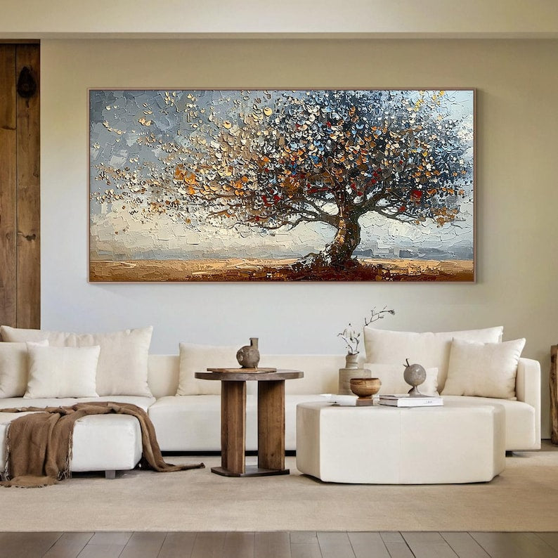 Original oil painting on Canvas, Tree of Life Wall Art, Nature inspired oil painting, Large textured painting, Hand-painted Canvas Art