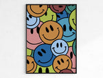 Happy Smiley Face Painting Decor Wall Art Minimalist Cute Face Painting Colorful Emoji Painting Kid Room Nursery Classroom Dorm Painting