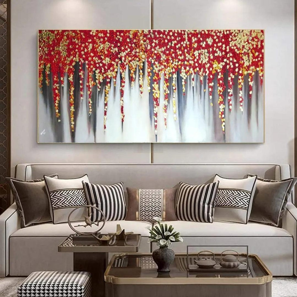 Love Cherry Gold | 3D Textured Gold foil painting | Abstract Art  | Handmade Painting | Home Decor | Wall Decor