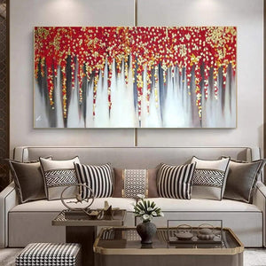 Love Cherry Gold | 3D Textured Gold foil painting | Abstract Art | Handmade Painting | Home Decor | Wall Decor-Painting-BEESARI