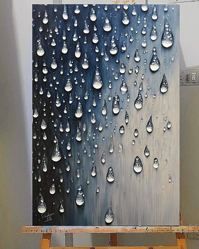 Rain Drops Painting | Handmade Painting Nature on Canvas