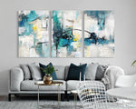 Room Decor Wall Art Living Room Extra Large Canvas Painting Wall Decor Aqua Blue Teal Gray Modern Office Decor Abstract Dining Room Wall Decorations