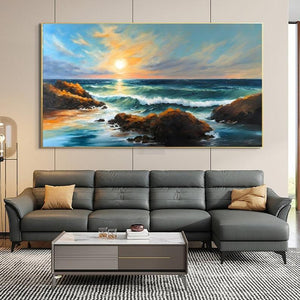 Seascape | Sunset | Handmade Painting | Home Decor | Wall Decor-Painting-BEESARI