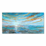 Turquoise Abstract Seascape Wall Art Hand Painted Modern Ocean Textured Oil Painting on Canvas